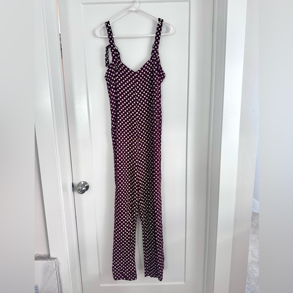 Cleobella Finley Jumpsuit Ditzy Floral Burgundy Size Medium Girly Summer Boho - Picture 2 of 9